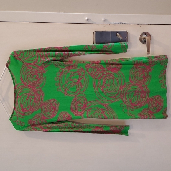 VENUS Lime Green Pink Neon Abstract Bodycon Abstract Mini Dress XS NWOT - Picture 4 of 5